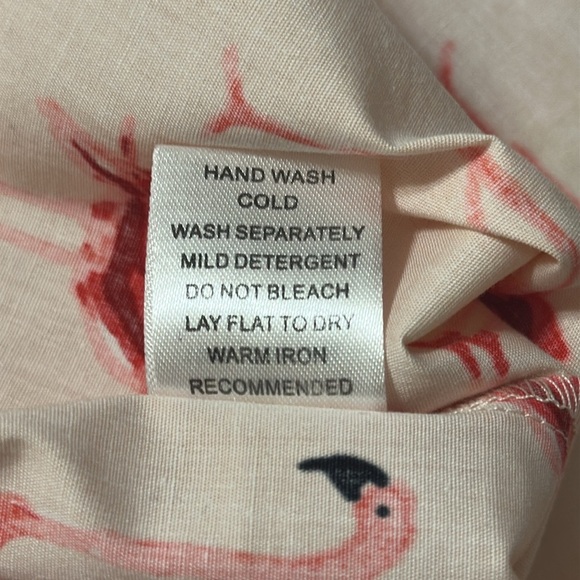 Jade Womens Cream & Red Flamingo Cotton Top Fringe Trim Sz Small Preppy Coastal - Picture 8 of 8